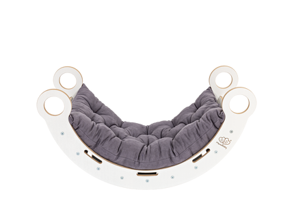 Witte houten droomwip met kussen en glijbaan - Klein-mercibeaucoupp.eu