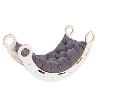 Witte houten droomwip met kussen en glijbaan - Medium-mercibeaucoupp.eu
