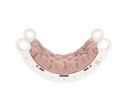 Witte houten droomwip met kussen en glijbaan - Klein-mercibeaucoupp.eu