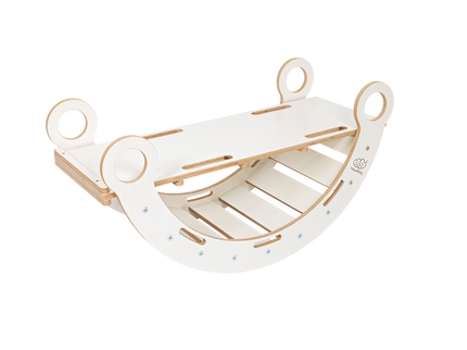 Witte houten droomwip met kussen en glijbaan - Medium-mercibeaucoupp.eu