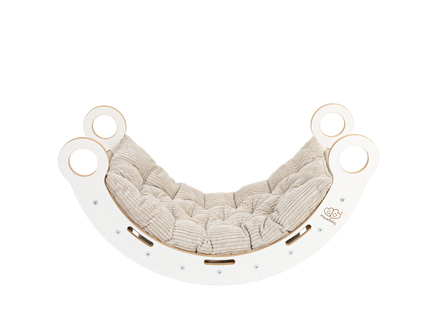 Witte houten droomwip met kussen en glijbaan - Klein-mercibeaucoupp.eu