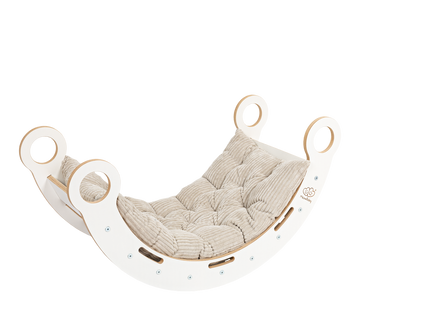 Witte Houten Droomwip met Kussen en Glijbaan - Groot-mercibeaucoupp.eu