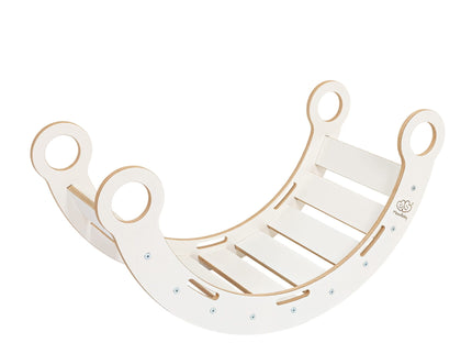 Witte houten droomwip met kussen en glijbaan - Medium-mercibeaucoupp.eu