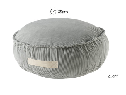 MeowBaby® Corduroy Poef Rond - Design Zitmeubilair voor Kinderen - Grijs-mercibeaucoupp.eu