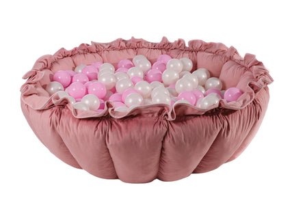 MeowBaby® Bloemen Speeltapijt met Ballenkuil - Roze en Wit-mercibeaucoupp.eu