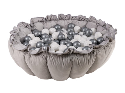 MeowBaby® Bloemen Speeltapijt met Ballenkuil - Grijs-mercibeaucoupp.eu