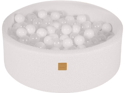 Ronde ballenbak met 200 witte en transparante ballen, 90x30cm - Wit-boucle-mercibeaucoupp.eu