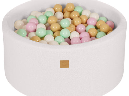 Ronde Ballenbak met 300 Pastelroze/Mint/Wit/Beige ballen, 90x40cm - Wit Boucle-mercibeaucoupp.eu