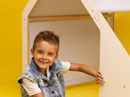 MeowBaby® Wit Houten Huisje voor Kinderen - Blauw Dak-mercibeaucoupp.eu