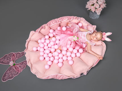 MeowBaby® Bloem Speeltapijt met Ballenbak - Roze-mercibeaucoupp.eu