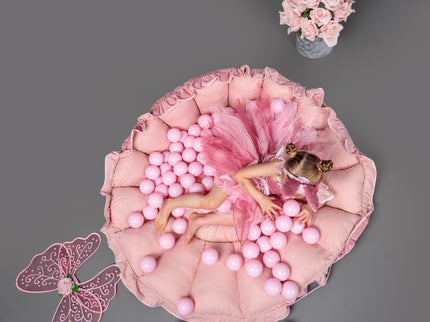 MeowBaby® Bloem Speeltapijt met Ballenbak - Roze-mercibeaucoupp.eu