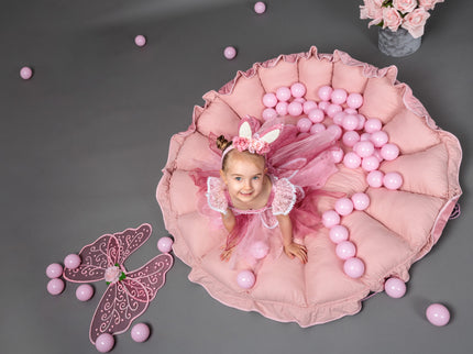 MeowBaby® Bloemen Speeltapijt met Ballenkuil - Roze en Wit-mercibeaucoupp.eu