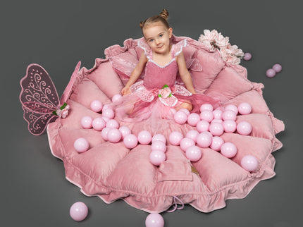 MeowBaby® Bloemen Speeltapijt met Ballenkuil - Roze en Wit-mercibeaucoupp.eu
