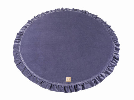 Rond speelkleed met franje - Blauw-grijs fluweel-mercibeaucoupp.eu