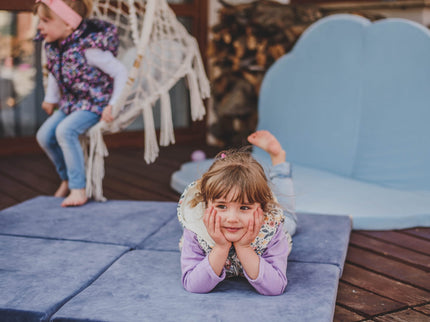 Speelkleed voor kinderen - Vierkant blauw-grijs fluweel-mercibeaucoupp.eu