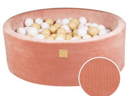Ronde ballenbak met 200 zand/witte ballen, 90x30cm - Abrikoos Fluweel-mercibeaucoupp.eu
