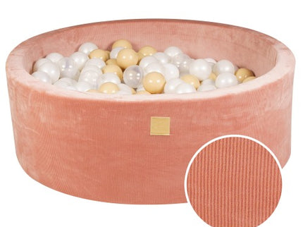 Ronde ballenbak met 200 witte/zand/doorschijnende ballen, 90x30cm - Abrikoos Fluweel-mercibeaucoupp.eu