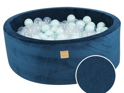 Ronde ballenbak met 200 lichtblauwe/doorschijnende ballen, 90x30cm - Blauw Fluweel-mercibeaucoupp.eu