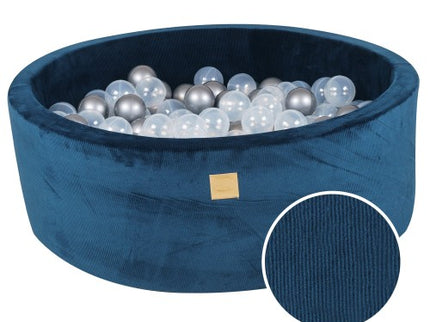Ronde ballenbak met 200 metallic/doorschijnende ballen, 90x30cm - Blauw fluweel-mercibeaucoupp.eu