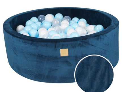 Ronde Ballenbak met 200 Baby Blauw/Witte Ballen, 90x30cm - Blauw Fluweel-mercibeaucoupp.eu
