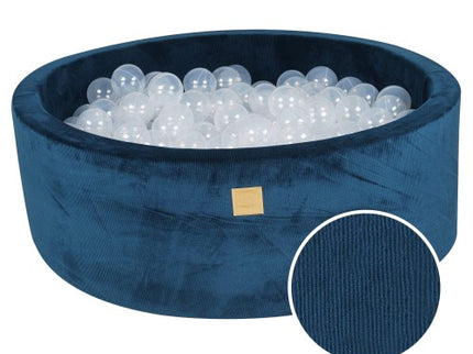 Ronde ballenbak met 200 doorschijnende ballen, 90x30cm - Blauw fluweel-mercibeaucoupp.eu