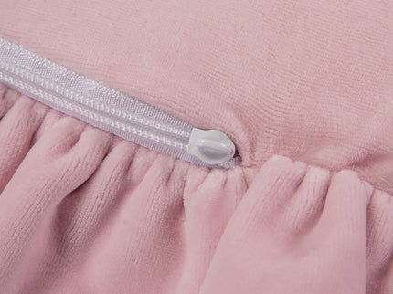 Ronde speelmat met franje - roze fluweel-mercibeaucoupp.eu
