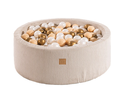 Ronde ballenbak met 200 ballen, 90x30cm - Fluweel Ecru-mercibeaucoupp.eu