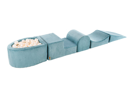 MeowBaby® Speelset met kleine ballenbak - Turquoise & Witte Parel-mercibeaucoupp.eu