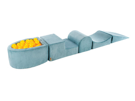 MeowBaby® Speelset met kleine ballenbak - Turquoise & Geel-mercibeaucoupp.eu