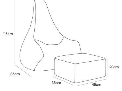Tearo: Zitzak + voetensteun voor kleine ligstoelen - Beige-mercibeaucoupp.eu