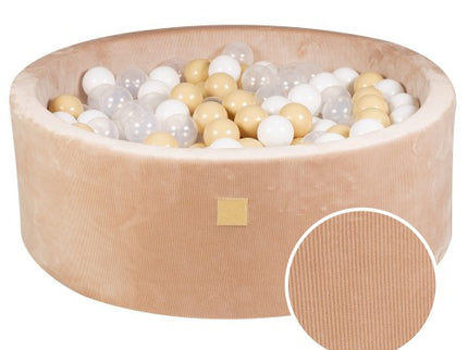 Ronde ballenbak met 200 witte/zandballen, 90x30cm - Zandvelours-mercibeaucoupp.eu