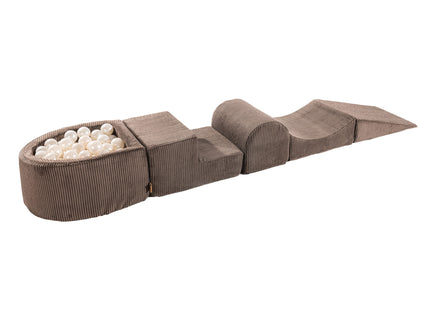 MeowBaby® Speelset met Kleine Ballenkuil - Bruin & Witte Parel-mercibeaucoupp.eu