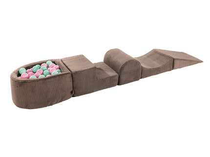 MeowBaby® Speelset met kleine ballenbak - Bruin & Pastel Roze/Mint-mercibeaucoupp.eu