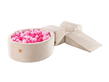MeowBaby® Speelset met Ballenkuil - Ecru & Roze-mercibeaucoupp.eu