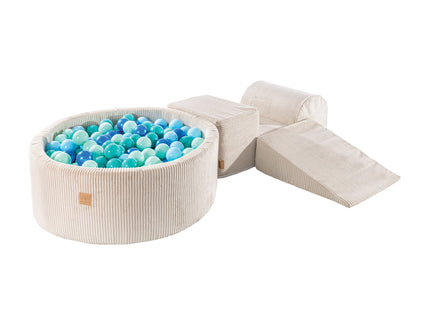 MeowBaby® Speelset met Ballenkuil - Ecru & Blauw-mercibeaucoupp.eu