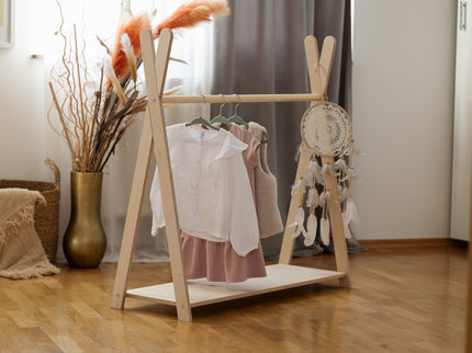 Tipi Kledingrek Voor Kinderen - Groot Natuurlijk Hout-mercibeaucoupp.eu