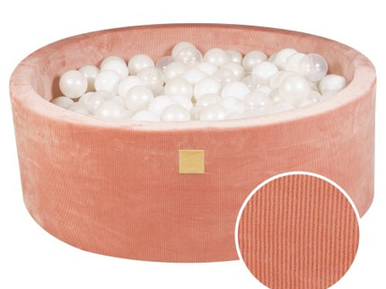 Ronde Ballenkuil met 200 Doorschijnende/Witte Ballen, 90x30cm - Abrikoos Fluweel-mercibeaucoupp.eu