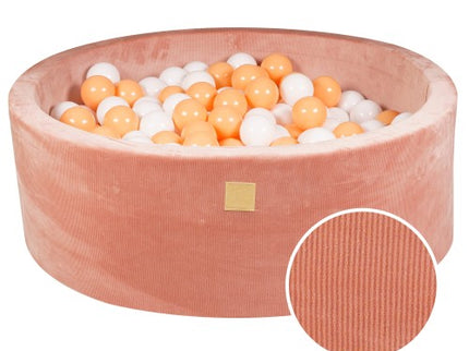 Ronde ballenbak met 200 wit/oranje ballen, 90x30cm - Abrikoos Fluweel-mercibeaucoupp.eu