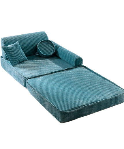 Grote modulaire sofa voor kinderen - premium ribfluweel turquoise-mercibeaucoupp.eu