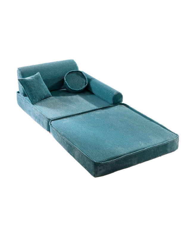 Grote modulaire sofa voor kinderen - premium ribfluweel turquoise-mercibeaucoupp.eu