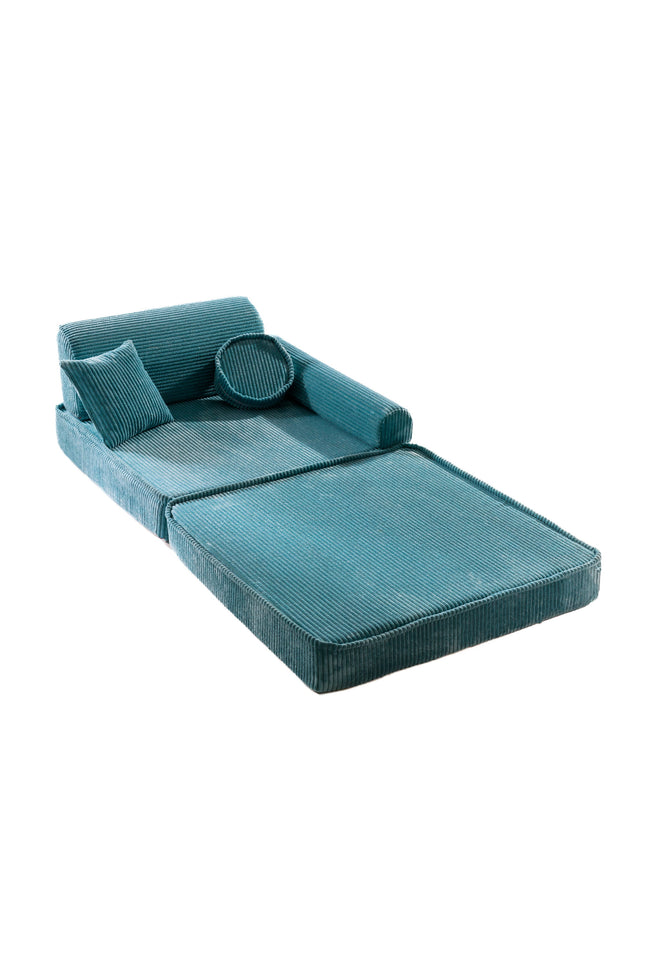 Grote modulaire sofa voor kinderen - premium ribfluweel turquoise-mercibeaucoupp.eu