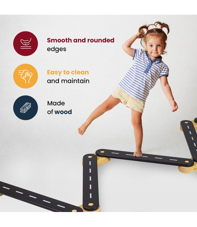 Wooden Balance Beam - 5 Elements