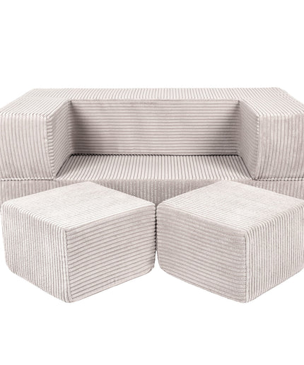 MeowBaby® Soft Velvet Cube Sofa - Ecru