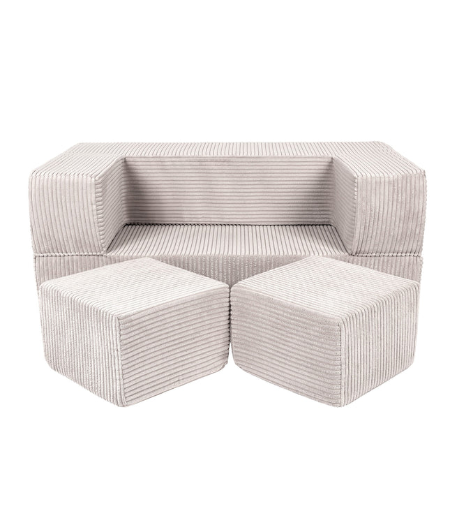 MeowBaby® Soft Velvet Cube Sofa - Ecru