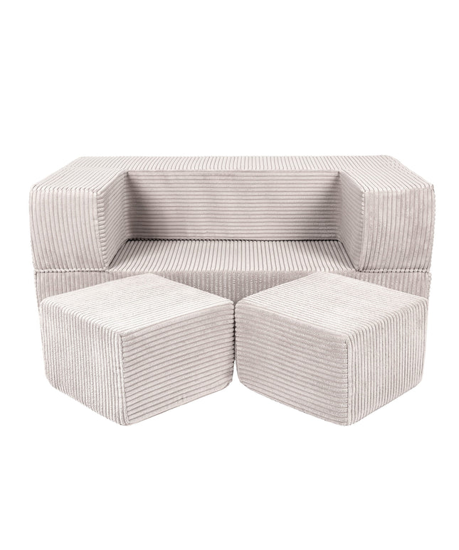 MeowBaby® Soft Velvet Cube Sofa - Ecru