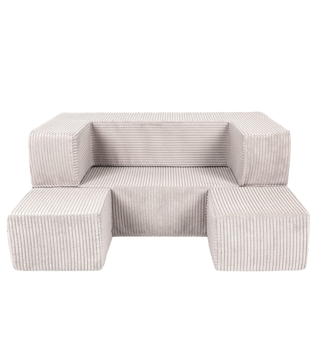 MeowBaby® Soft Velvet Cube Sofa - Ecru