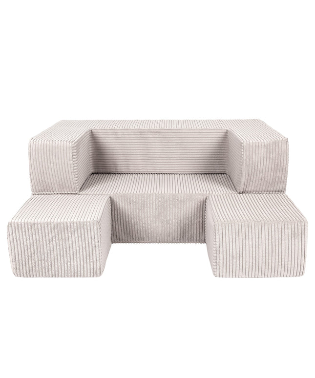 MeowBaby® zachte fluwelen kubus sofa - ecru-mercibeaucoupp.eu