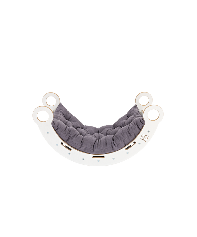 Witte houten droomwip met kussen en glijbaan - Klein-mercibeaucoupp.eu