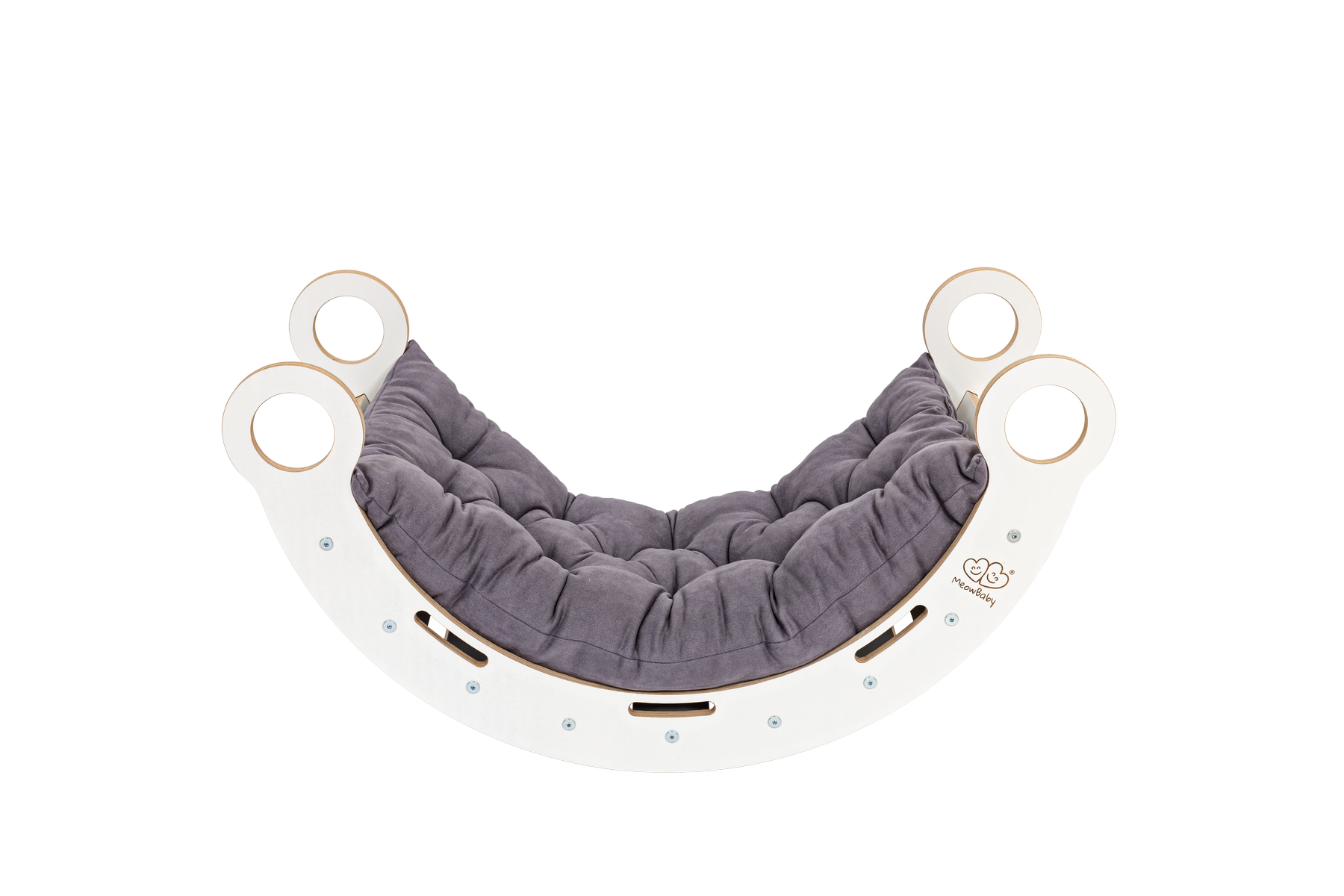 Witte houten droomwip met kussen en glijbaan - Klein-mercibeaucoupp.eu