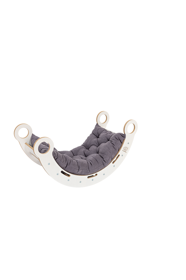 Witte houten droomwip met kussen en glijbaan - Medium-mercibeaucoupp.eu
